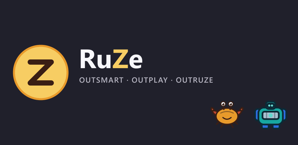 RuZe — async hex strategy game banner showing Empire and Raider units facing off across a hex grid